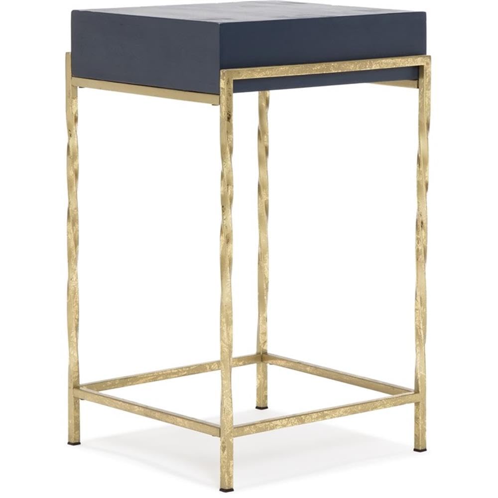 Jolie Modern Solid Wood & Metal Frame Narrow Entryway Storage Cabinet - Navy Blue & Gold Sofa Table for Living Room | Hallway Organizer & Console Table for Small Spaces