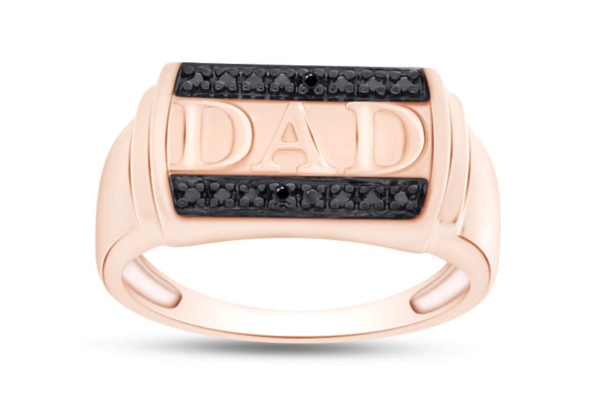 14K Gold Over Sterling Silver Black Natural Diamond Accent Men's Wedding Band Ring (0.01 CTTW) - Perfect for Anniversary Gifts, Engagement Rings & Everyday Wear