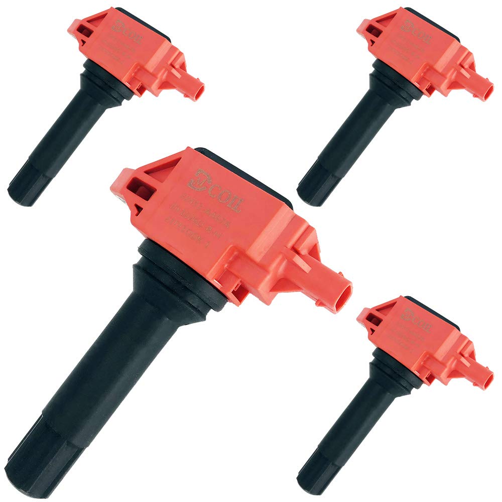 4-Pack Red High Performance Ignition Coil Set Compatible with Toyota 86/FT86/GT86 & Subaru BRZ/Forester/XV Crosstrek/Legacy/Outback 2.0L 2.5L (2013+) - Replaces OEM 22433-AA67A FK0453 UF721 - Improves Engine Power & Fuel Efficiency for Daily Driving & Racing