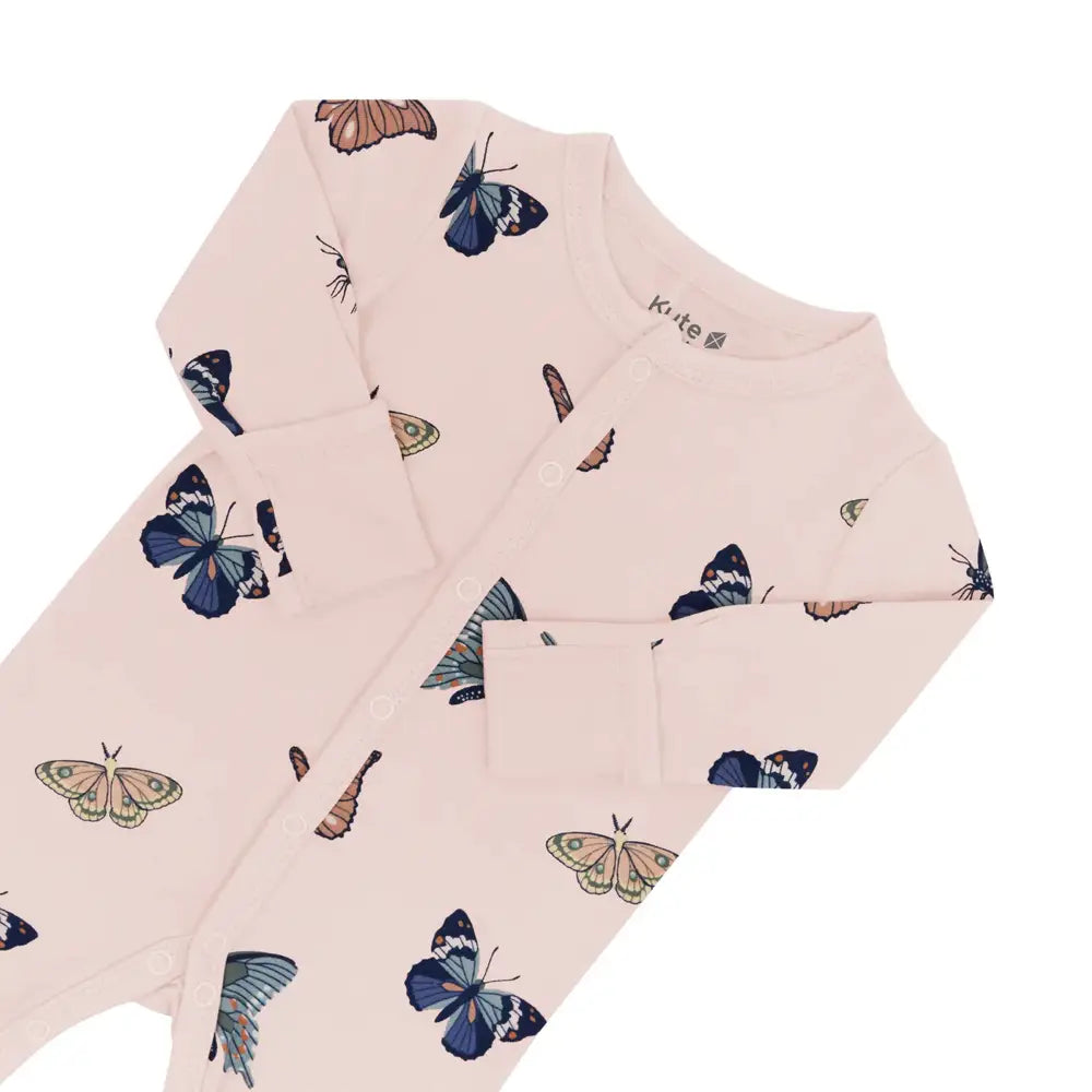 Kyte Baby Blush Butterfly Printed Snap Romper - Soft Organic Cotton Baby Jumpsuit for Newborns & Infants | Perfect for Playtime, Daycare & Photo Shoots
