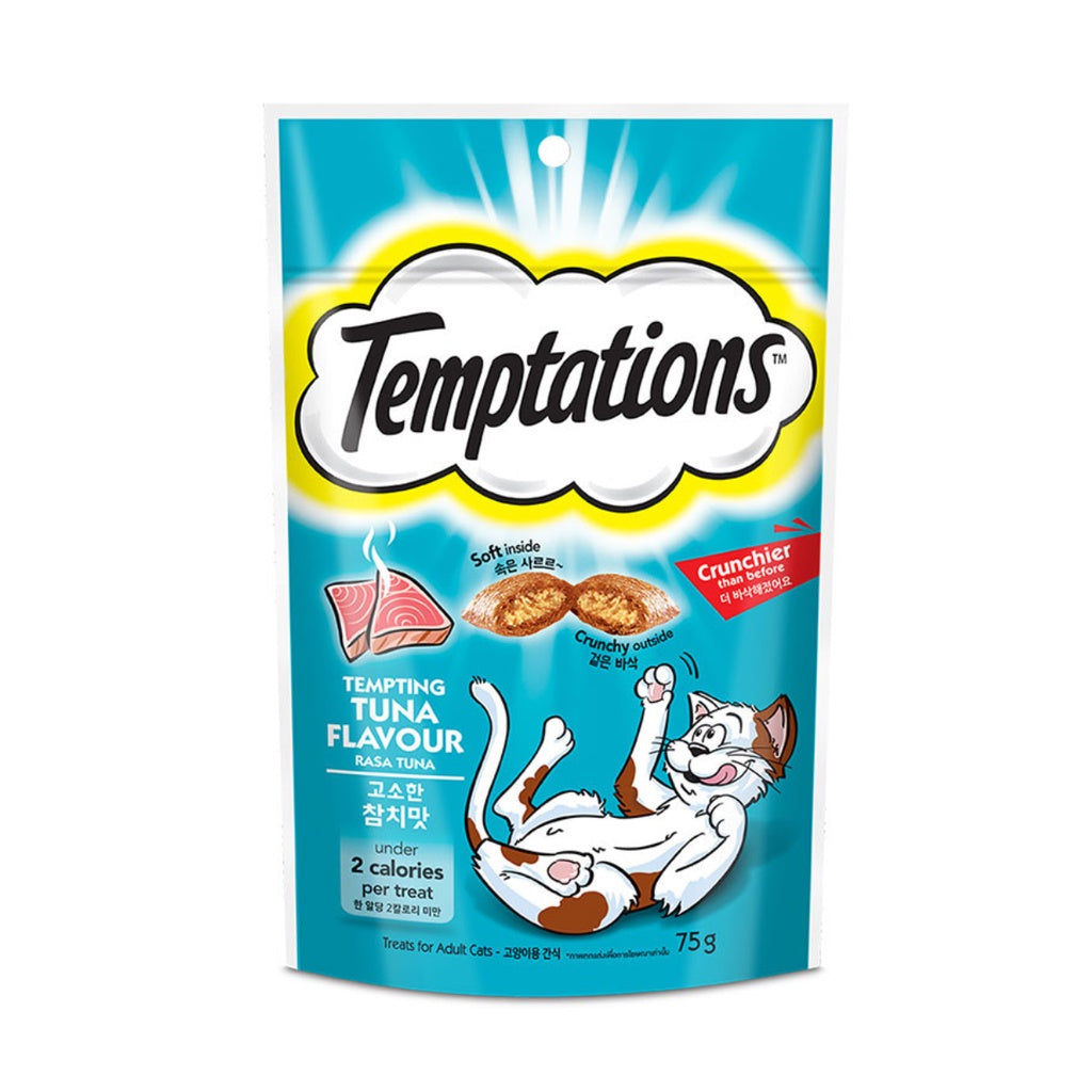 Temptations Tasty Flavors Cat Treats 75g - Crunchy & Soft Cat Snacks for Indoor & Outdoor Cats - Perfect for Training, Rewards & Bonding Time