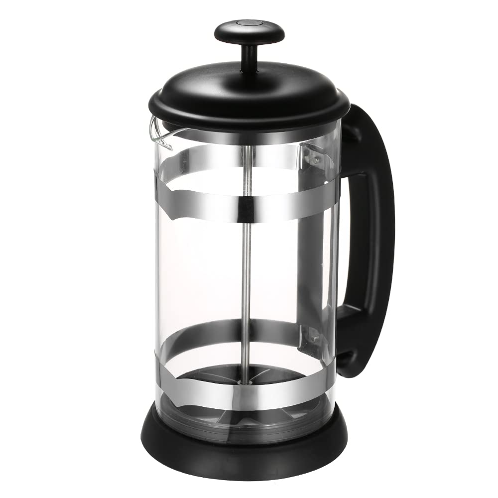 Premium 8-Cup French Press Coffee Maker - 1000ml (34oz) Stainless Steel & Borosilicate Glass - Ideal for Brewing Coffee, Loose Leaf Tea & Creating Milk Froth - Perfect for Home, Office & Camping Use