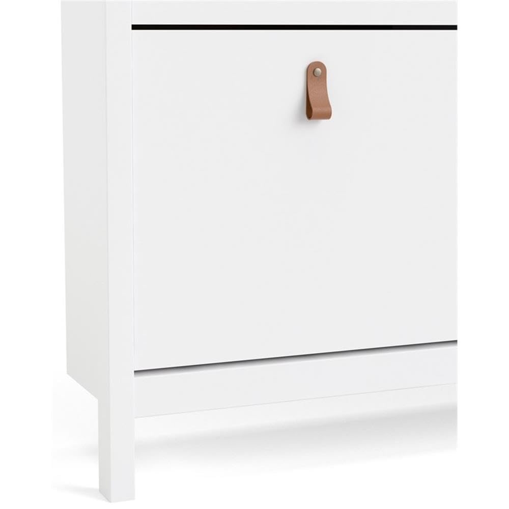 Tvilum White Madrid 4-Drawer Shoe Storage Cabinet - Organize Shoes in Entryway, Closet or Bedroom