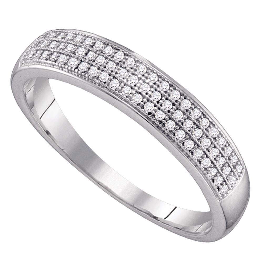 10K White Gold Men's Round Diamond Wedding Band Ring - 1/5 Cttw Pave Setting, Size 10 - Perfect for Engagement, Anniversary & Special Occasion Gifts
