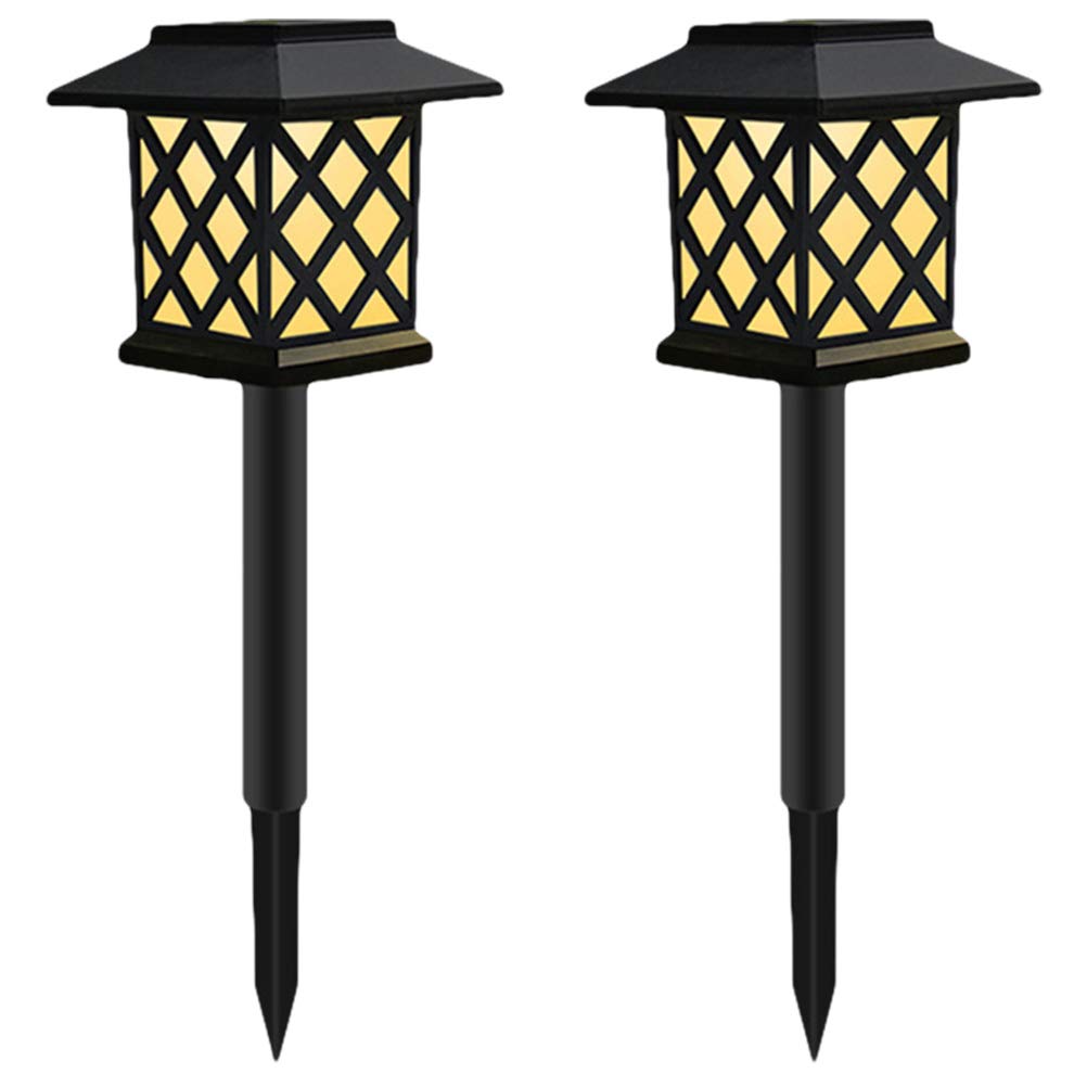 2 Pack Solar Powered Outdoor Stick Lights - Black LED Landscape Garden Lights for Lawn, Pathway, and Patio Decoration | Weatherproof & Energy Efficient