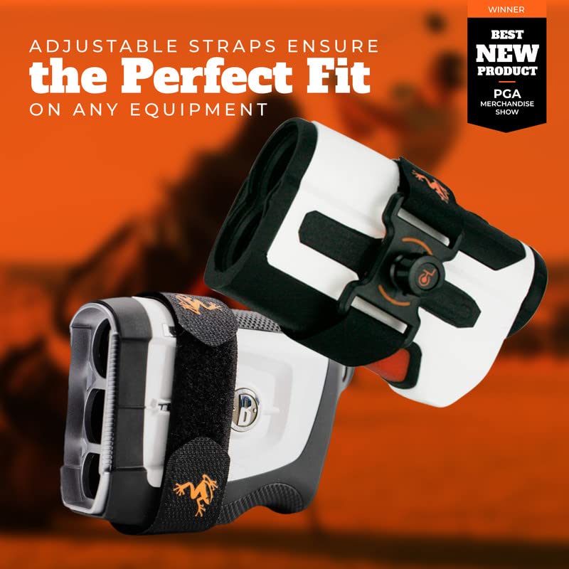 Frogger Golf Magnetic Rangefinder Holder for Golf Carts & Push Carts - Secure Latch It Technology, Non-Slip Straps, Adjustable Mount with Strong Magnets - Perfect Golf Course & Cart Accessories for Range Finding During Play