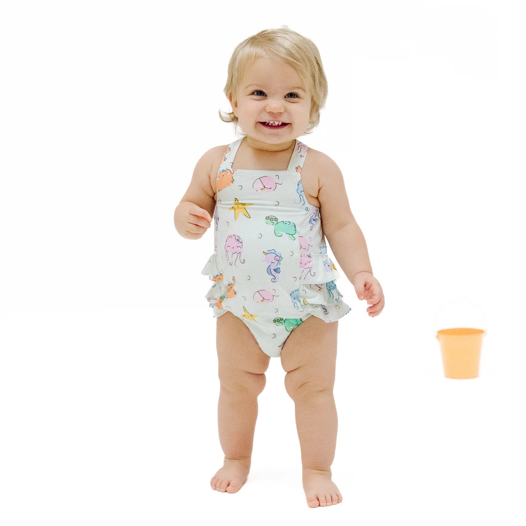 Adorable Sea Creatures Ruffle Sunsuit for Baby Girls - Cute Swimwear & Beach Outfit for Summer Vacations & Pool Parties