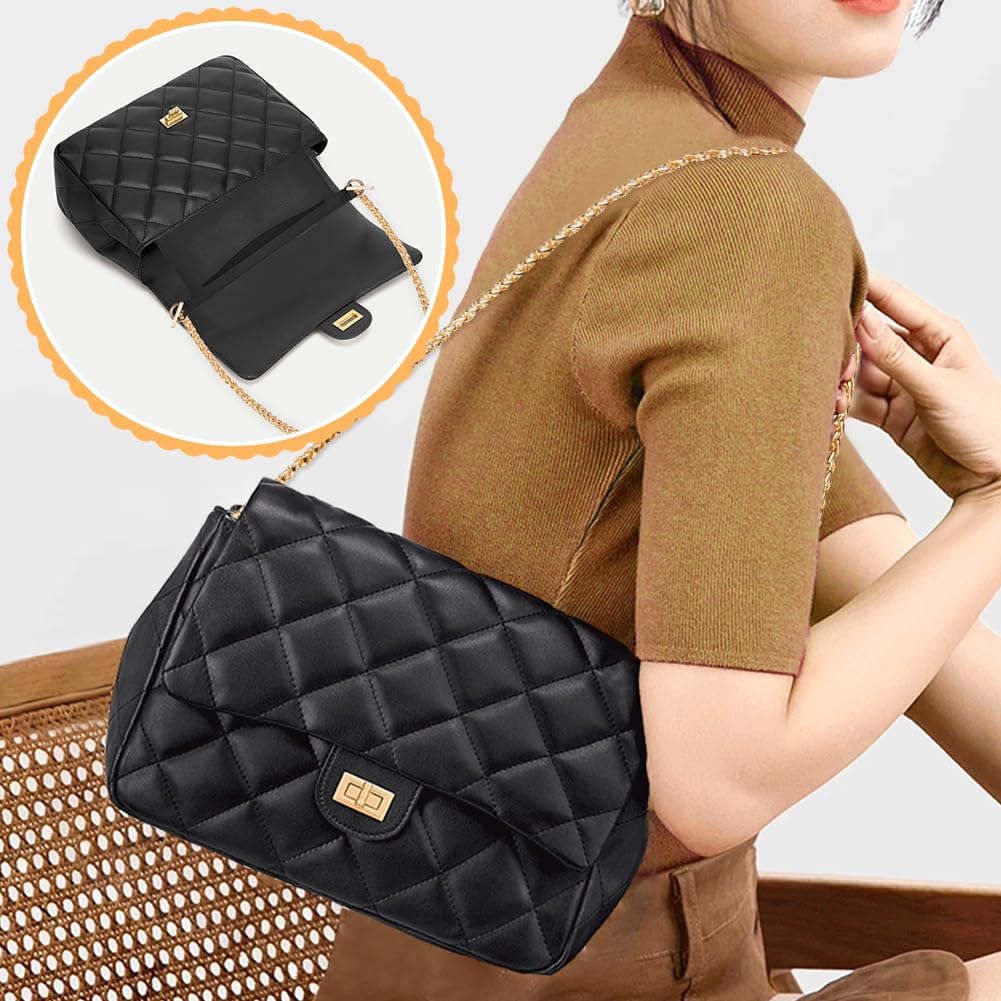 WADORN 4Pcs Leather Wallet Organizer Insert for LV Emily & Sarah Bag - Purse Crossbody Conversion Kit with D Rings (Black, 17x6.8cm) | Perfect for Travel, Daily Use & Designer Bag Organization