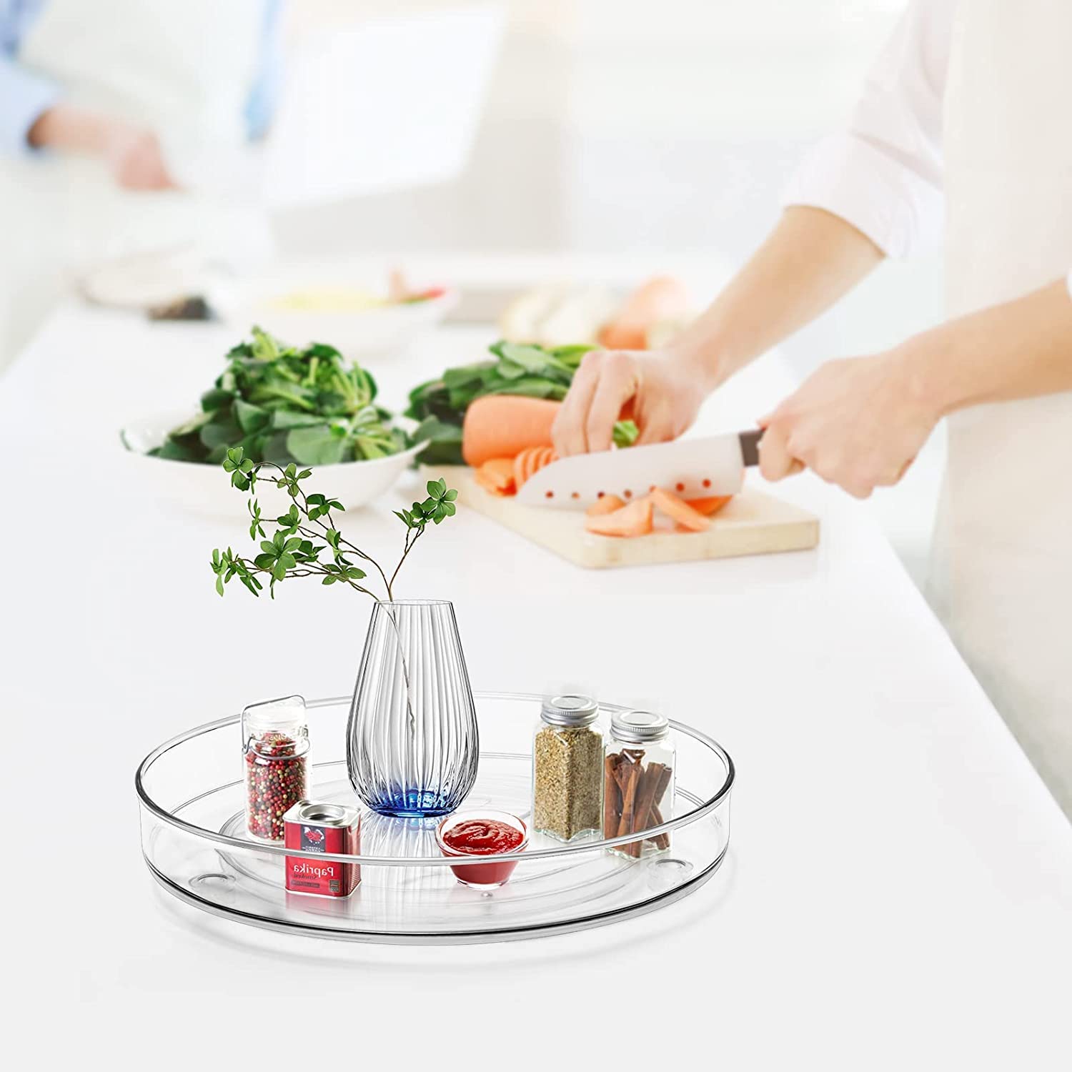2-Pack 9-Inch Clear Lazy Susan Turntable Organizer - Durable Spinning Cabinet Storage for Kitchen Pantry, Bathroom & Countertop - Perfect for Spice Jars, Cosmetics & Kitchen Supplies Organization by TLC Depot