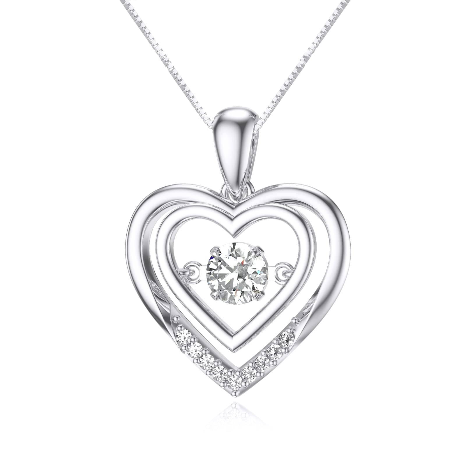 14K Gold Moissanite Heart Necklace for Women - 18