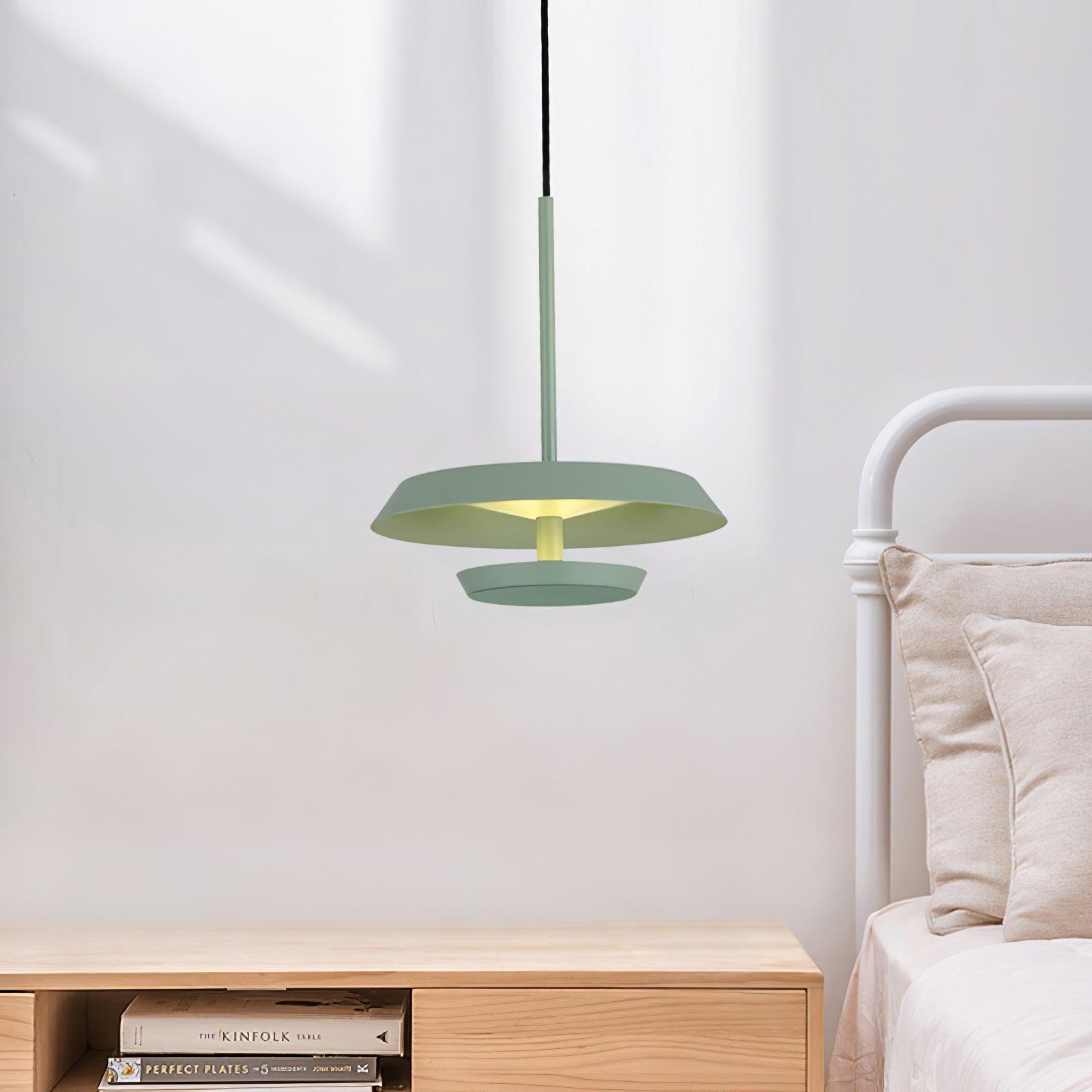 Modern Flat Pendant Light Fixture - Sleek Minimalist Ceiling Lamp for Kitchen Island, Dining Room & Bedroom Lighting - Dimmable LED Hanging Light with Adjustable Cord