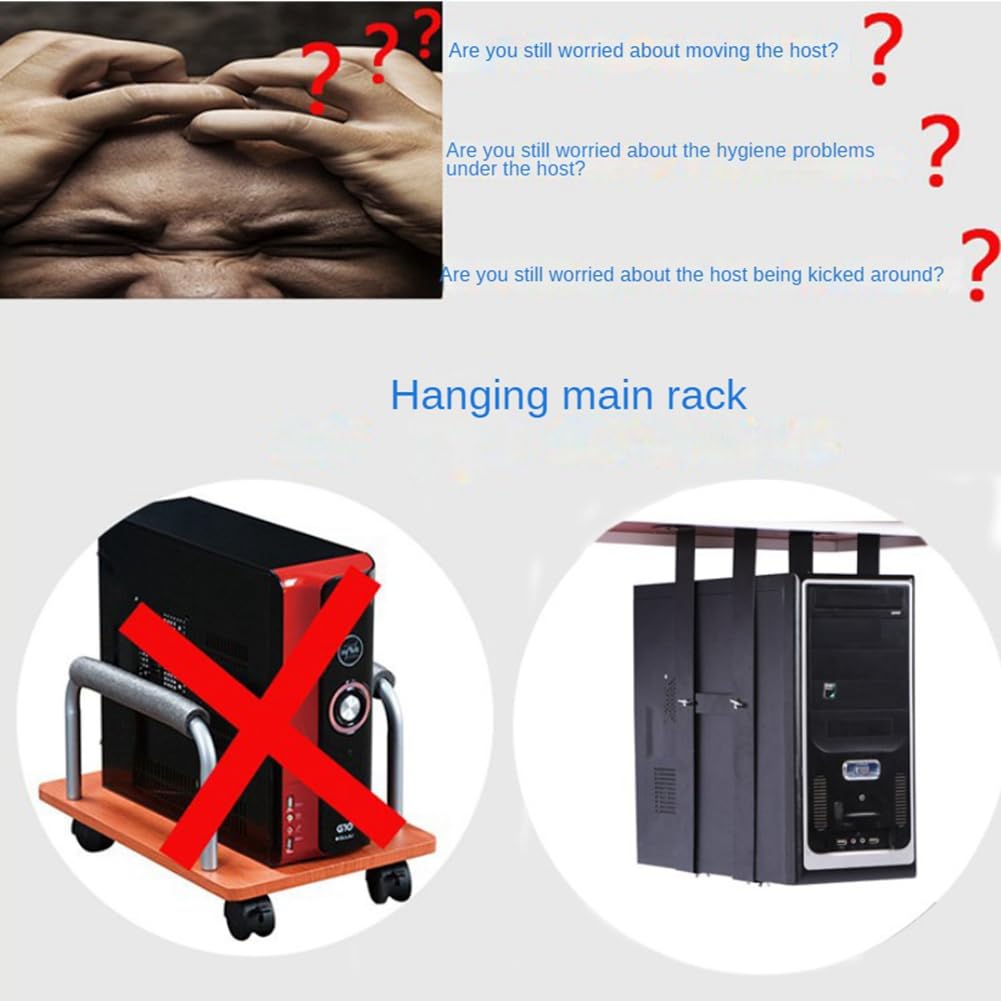 Evenden Under Desk PC Holder - Black Computer Case Stand, Rack & Hanger for Gaming PC, Tower & Mainframe - Perfect for Office, Home & Gaming Setup Space Saving Solution