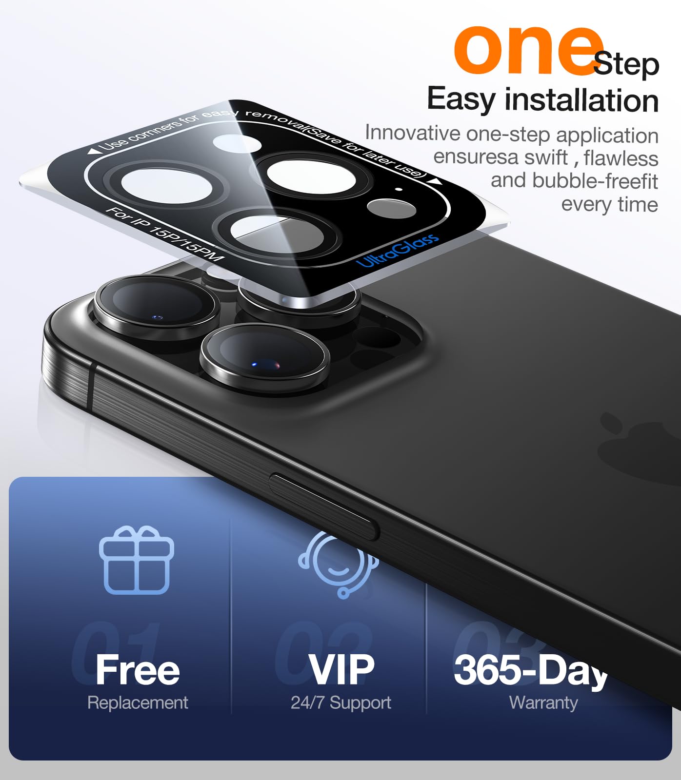 UltraGlass UNBREAKABLE 9H+ Tempered Glass Camera Lens Protector for iPhone 16 Pro Max & iPhone 16 Pro (Black Titanium) - Shatterproof Screen Protector for Enhanced Protection During Outdoor Adventures, Travel & Daily Use