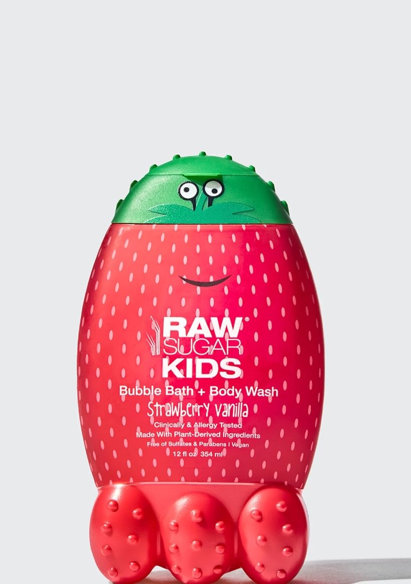 Strawberry Vanilla 2-in-1 Bubble Bath & Body Wash for Kids - Gentle Cleansing, Hydration & Soft Skin | Natural Ingredients, Tear-Free Formula | Perfect for Bath Time & Sensitive Skin Care (12oz)