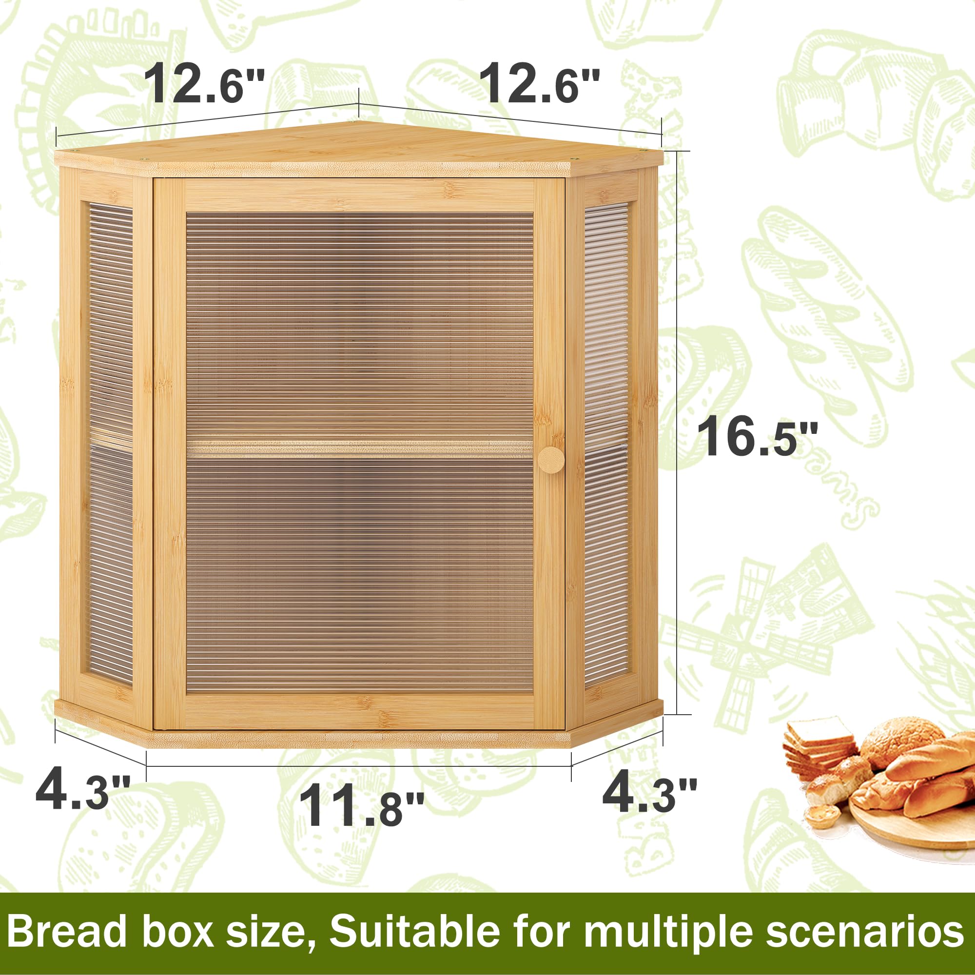 BMOSU Double Layer Bamboo Bread Box for Kitchen Countertop - Large Capacity Wooden Bread Storage Bin (Natural, Extra Large) | Perfect for Storing Bread, Pastries & Baked Goods