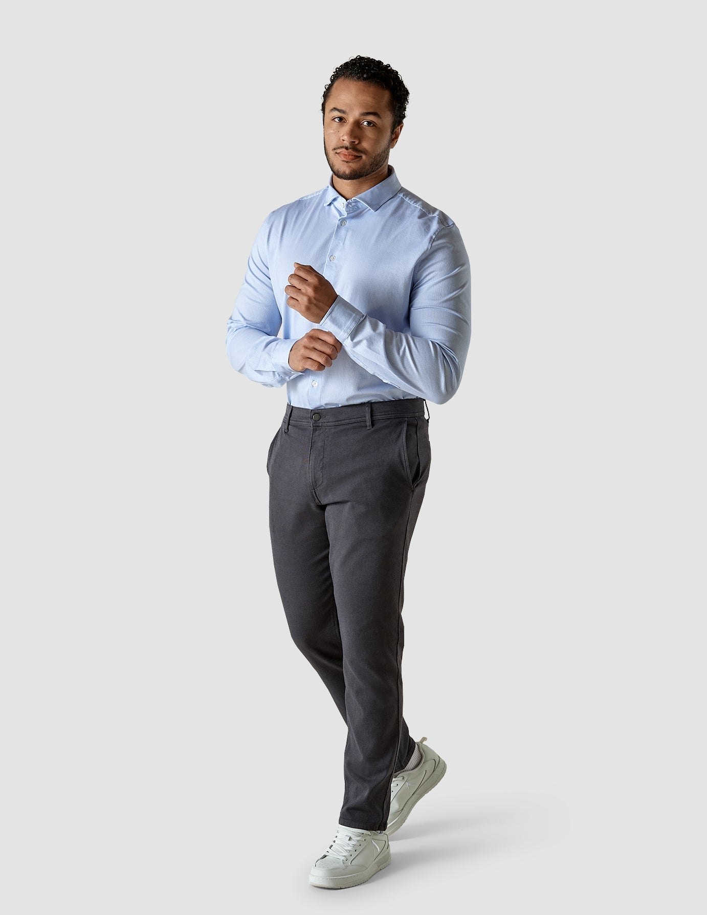 Classic Light Blue Striped Men's Shirt - Slim Fit Casual Button Down Shirt for Office, Dating & Everyday Wear