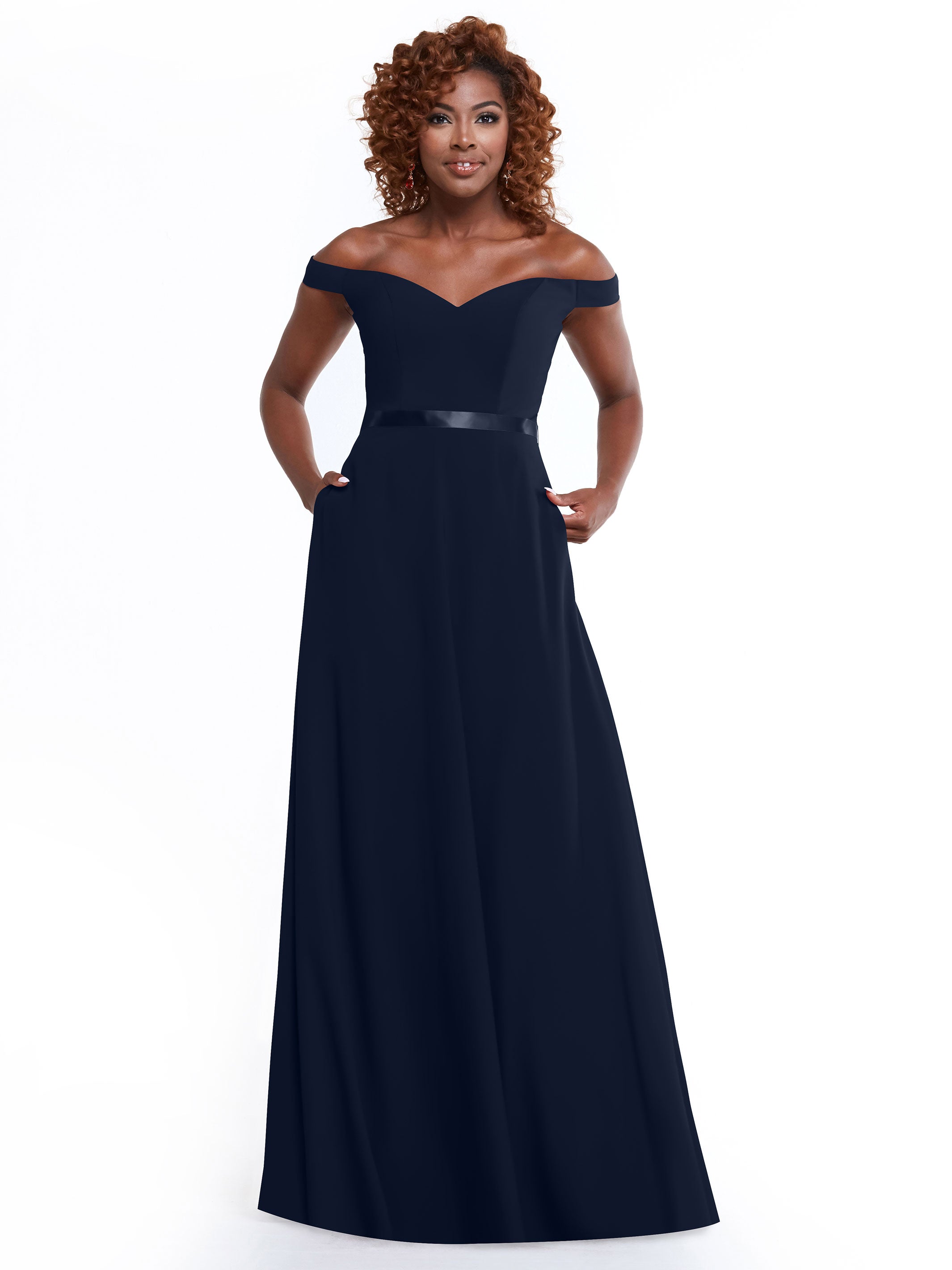 Off Shoulder A-Line Chiffon Bridesmaid Dress with Sash - Elegant & Flowy for Weddings, Parties & Special Occasions
