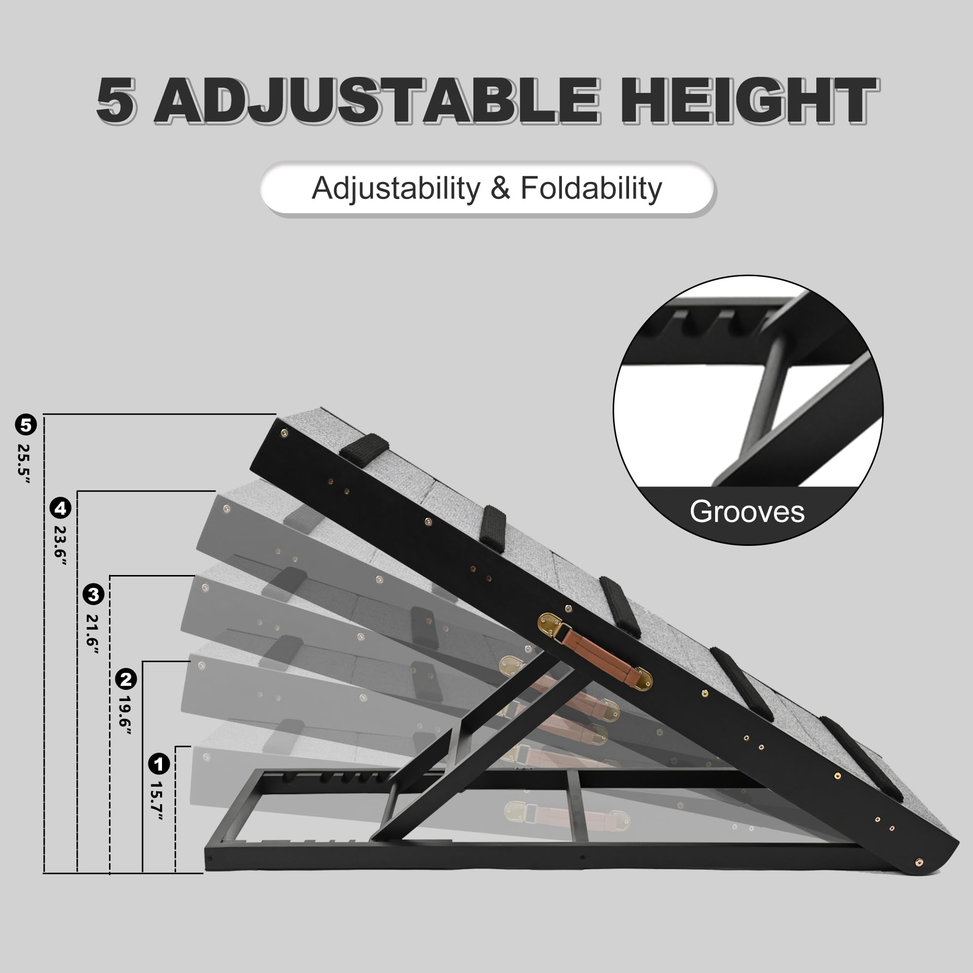 2-in-1 Dog Ramp & Stairs - Adjustable Wooden Pet Ramp for Beds, SUVs & Couches