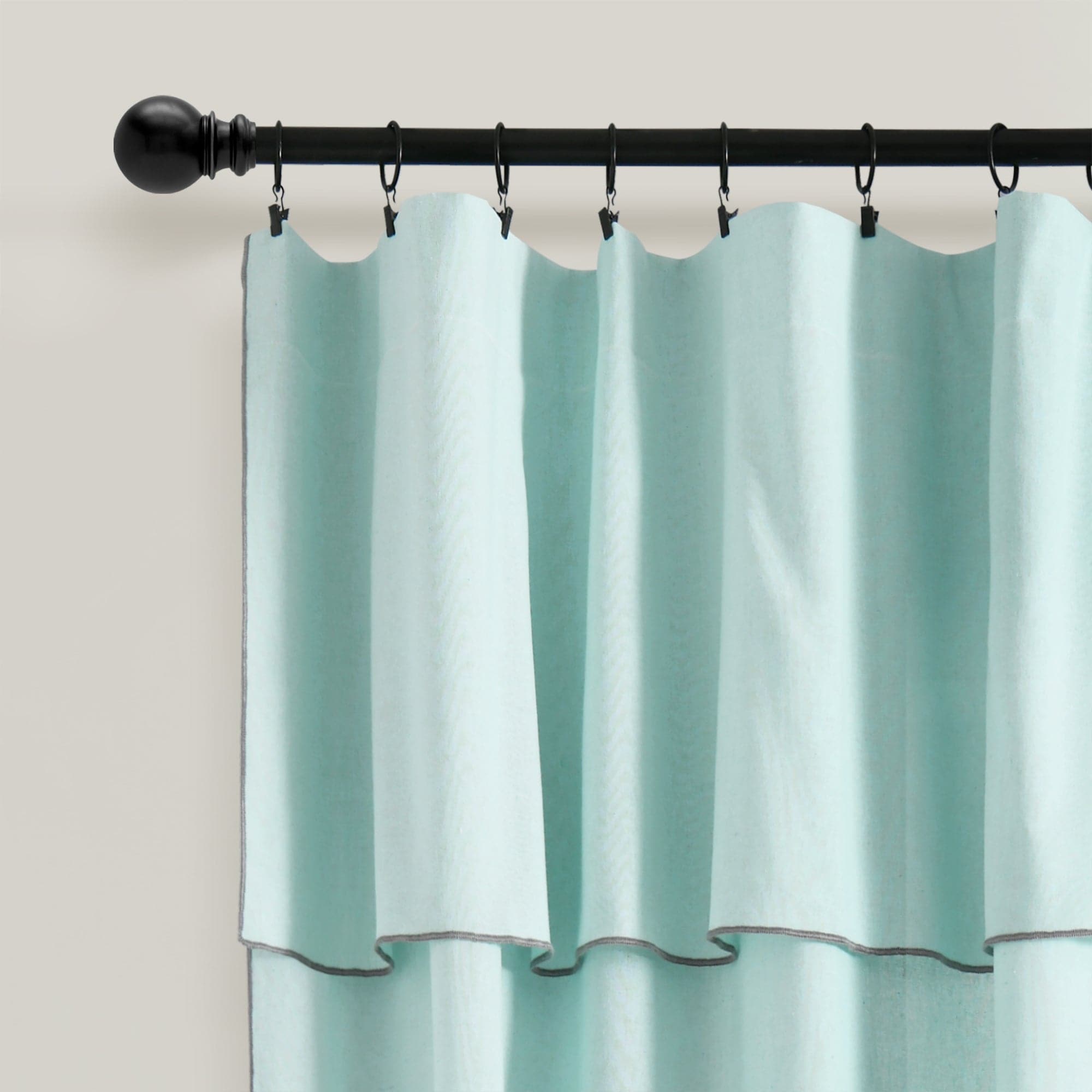 Modern Faux Linen Embroidered Edge Window Curtain Panel Set with Attached Valance - Elegant Home Decor for Living Room, Bedroom & Dining Room