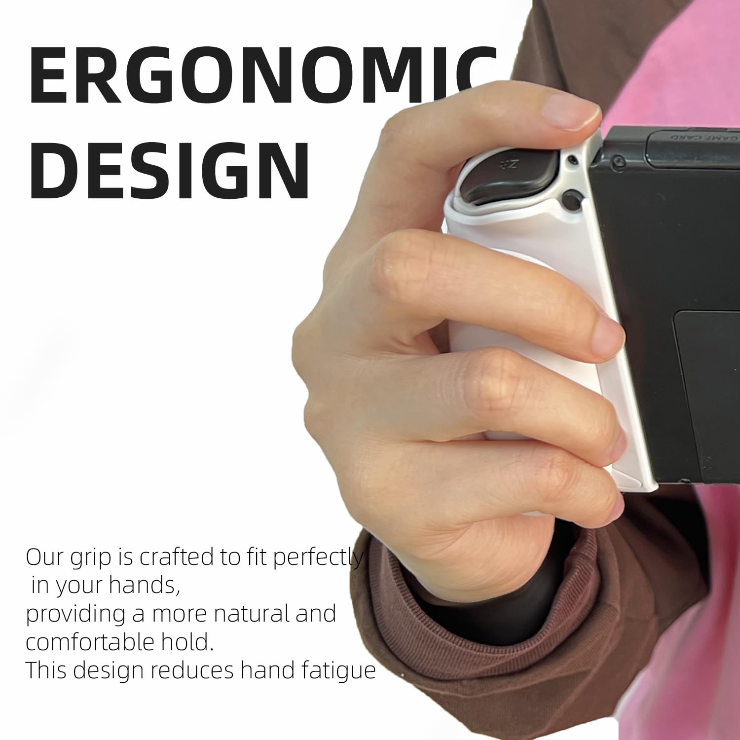 Ergonomic Joy-Con Grip for Nintendo Switch & Switch OLED - Anti-Slip Texture for Firm Hold, Wrist Strap Compatible - Perfect for Gaming Comfort & Long Play Sessions