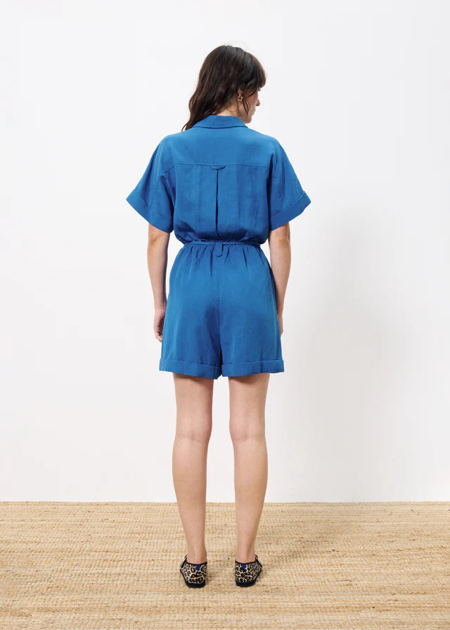 Electric Blue Lily Playsuit - Women's Jumpsuit Romper for Casual Wear, Summer Outfits & Beach Vacations