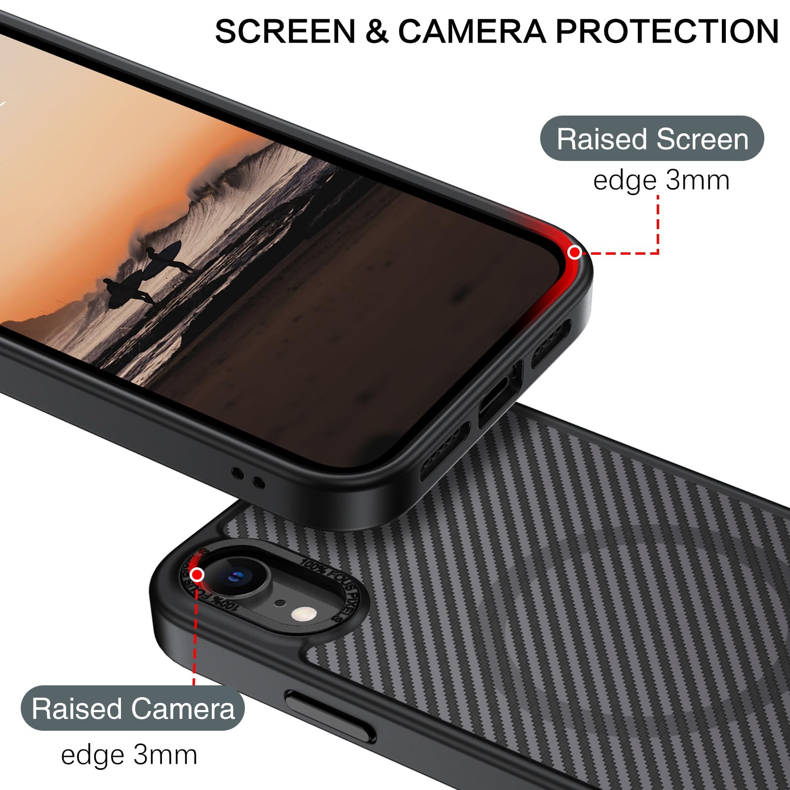 Magnetic iPhone XR Case with MagSafe - Slim Carbon Fiber Shockproof Protective Cover for iPhone XR 6.1