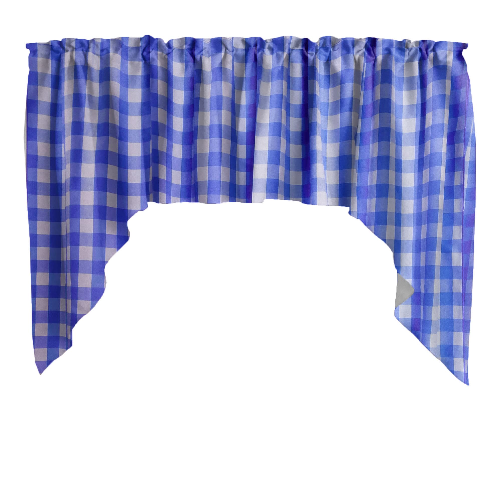 Royal Blue Cotton Gingham Checkered Print Window Valance - Stylish Home Décor for Bedroom, Nursery & Kitchen Windows | Perfect for Farmhouse, Cottage & Coastal Style Decorating