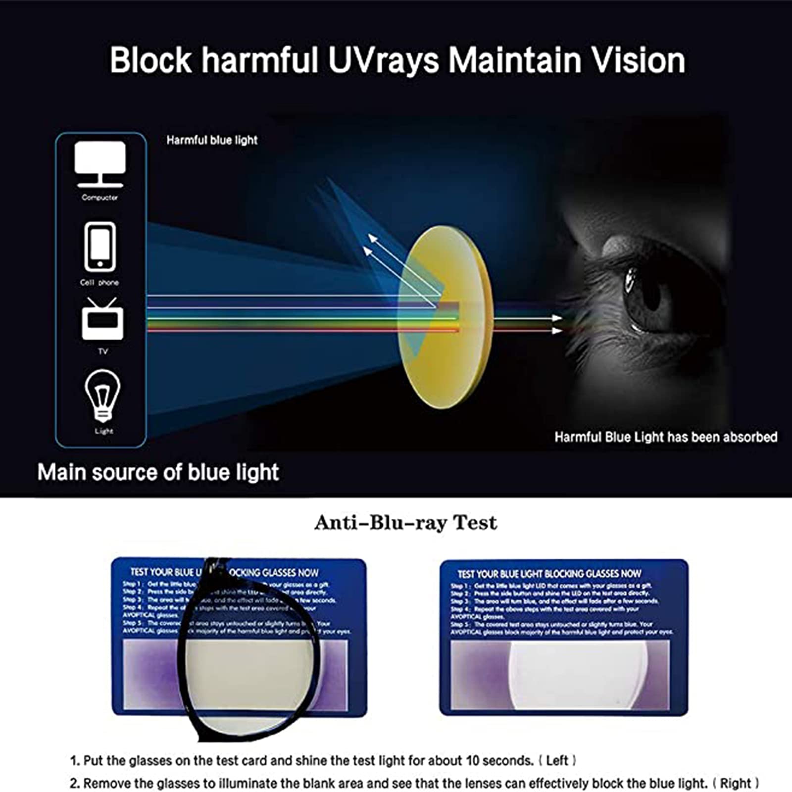 CARFIA Round Blue Light Blocking Glasses for Women - Lightweight Computer & Gaming Glasses with Revo Lenses - Reduce Eye Strain for Office Work, Online Classes & Nighttime Screen Use