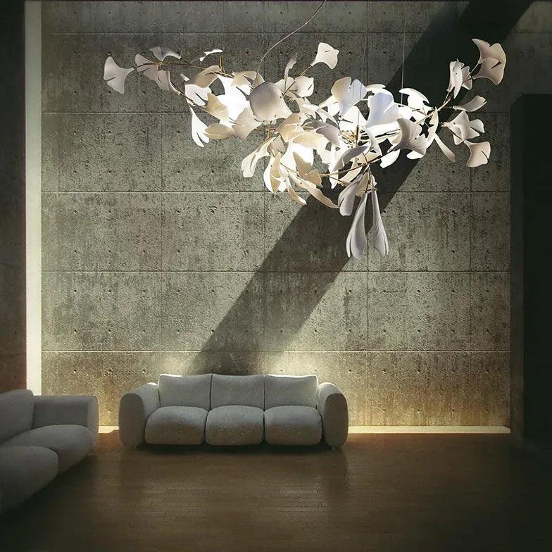 Modern White Leaf Shaped Pendant Light - Elegant Ceiling Lighting Fixture for Dining Room, Kitchen Island, and Living Room Decor