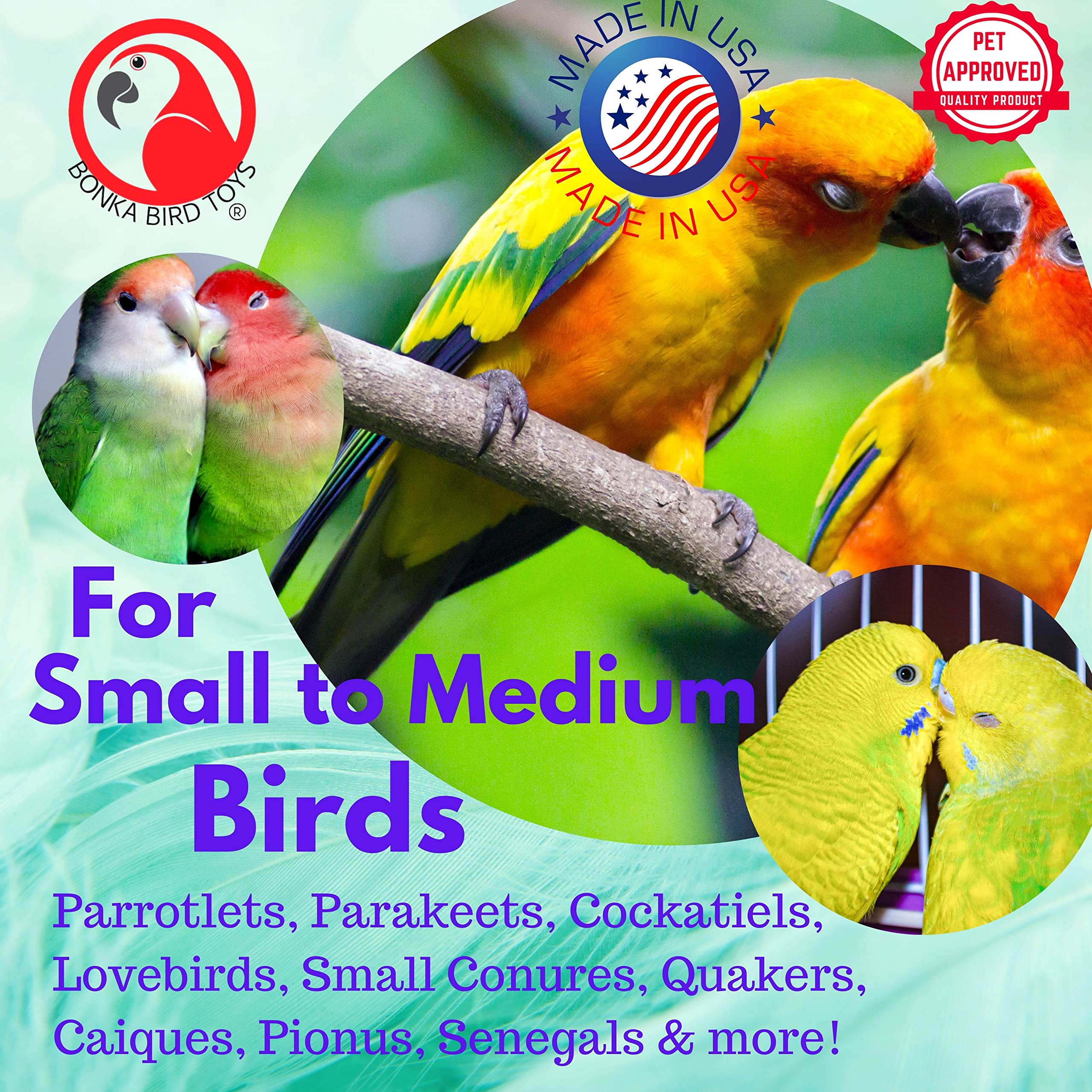 Bonka Bird Toys 3648 Bumpy Flower Chew Toy for Small Birds - Natural Wooden Parrot Toy for Cockatiels, Parakeets & Lovebirds - Perfect for Cage Enrichment & Beak Exercise