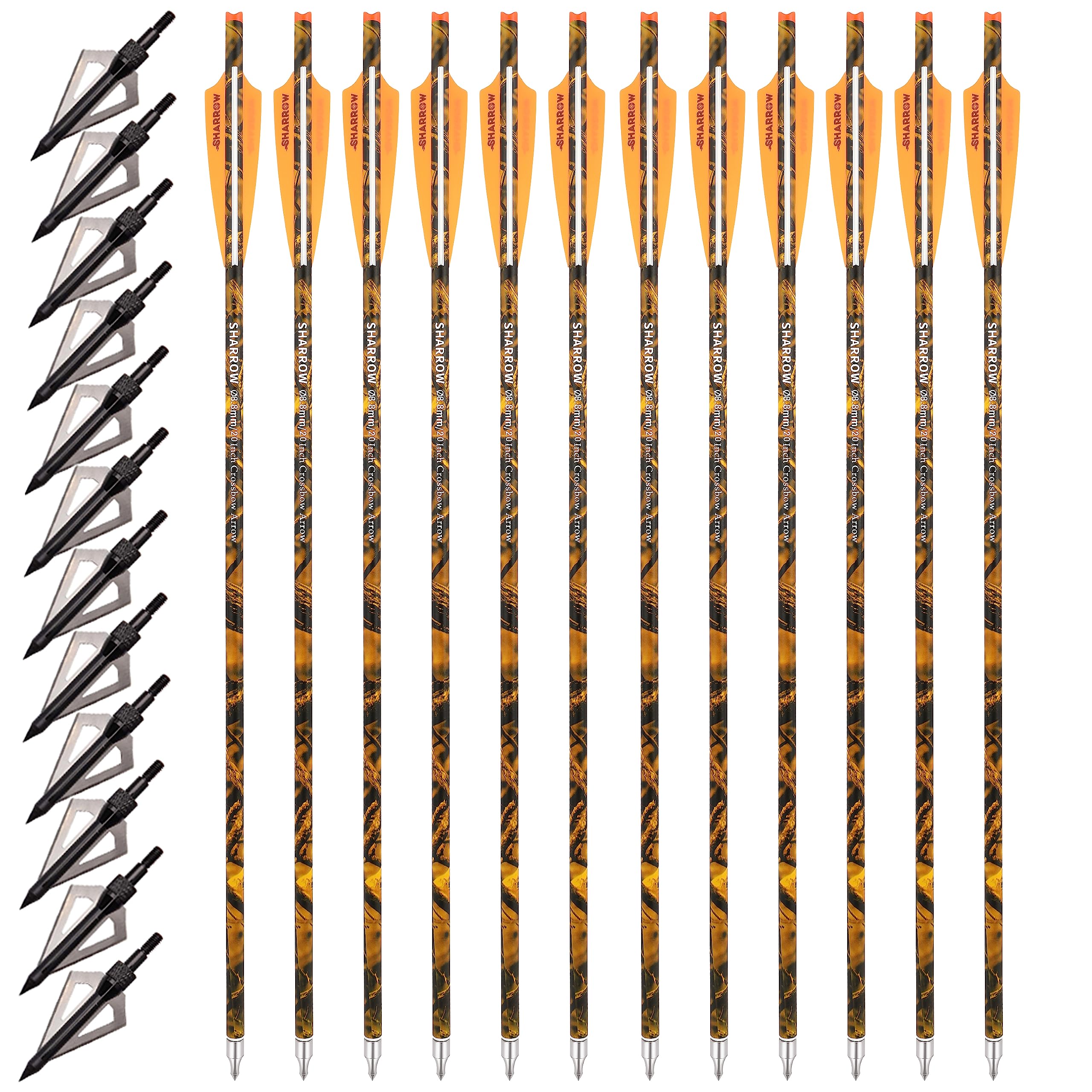 Carbon Crossbow Bolts 16-22 Inch with Broadheads for Hunting - 6/12PCS