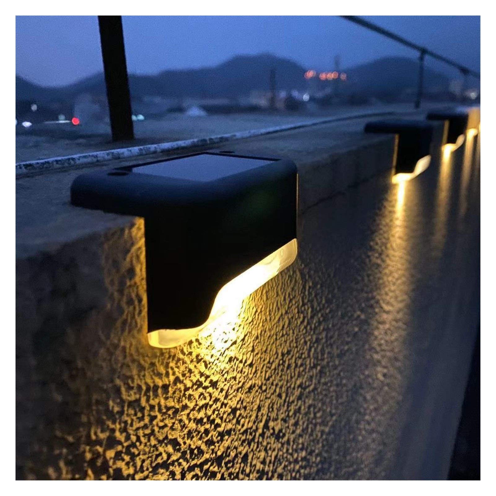 1/4/8/16 Pack Solar LED Wall Lights - Waterproof Outdoor Solar Sconce for Garden, Pathway, Stairs, Deck, Balcony & Fence Lighting (Black Case, Warm White) - Energy Efficient Landscape & Step Lighting for Nighttime Safety & Ambience