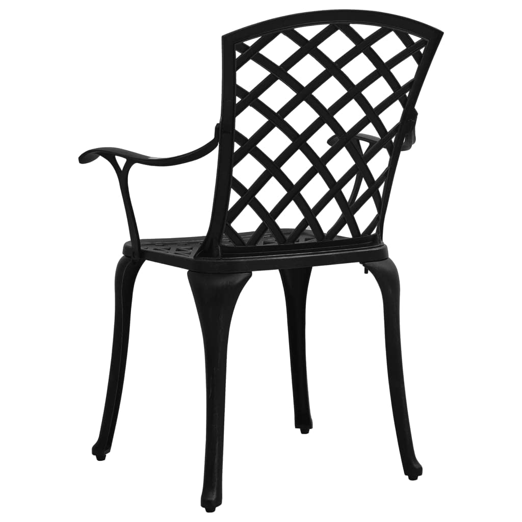 vidaXL 5-Piece Black Cast Aluminum Bistro Set - Weather-Resistant Patio Dining Table & 4 Chairs for Outdoor Garden, Balcony, or Poolside Use