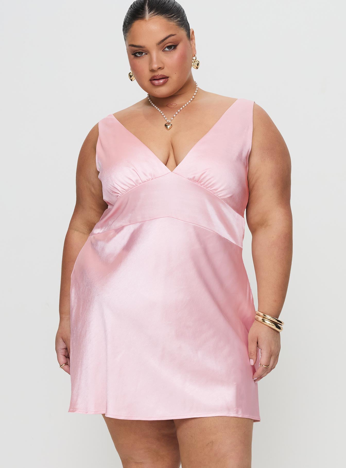 Sexy Pink Plunge Mini Dress by Birdette - Perfect for Date Night, Cocktail Parties & Summer Outings