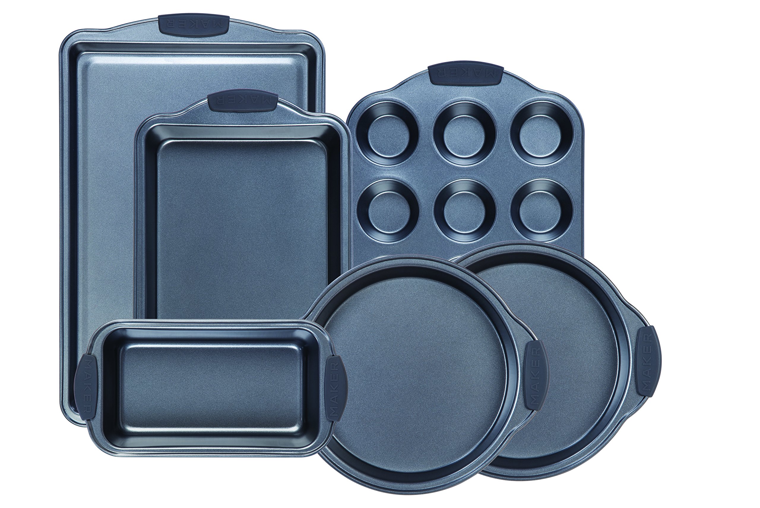 MAKER 6-Piece Nonstick Bakeware Set - Baking Pans, Cookie Sheets & Cake Pans for Home Baking, Cooking & Gift Giving