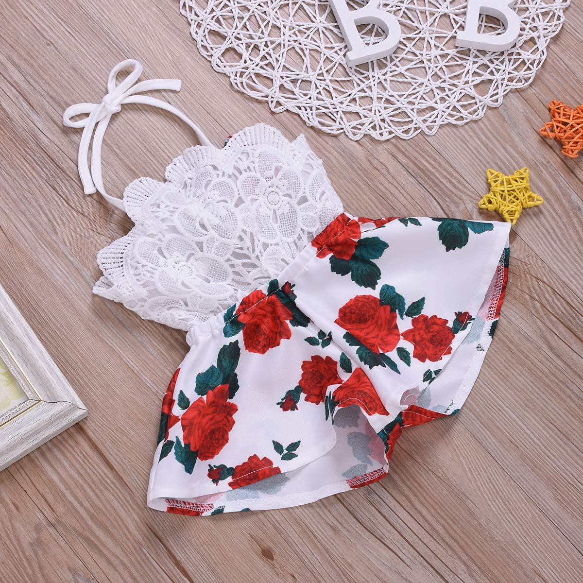 Baby Girl Floral Romper Dress - Newborn Halter Onesie Jumpsuit with Embroidery - Perfect for Summer Outfits, Playdates, and Photo Shoots