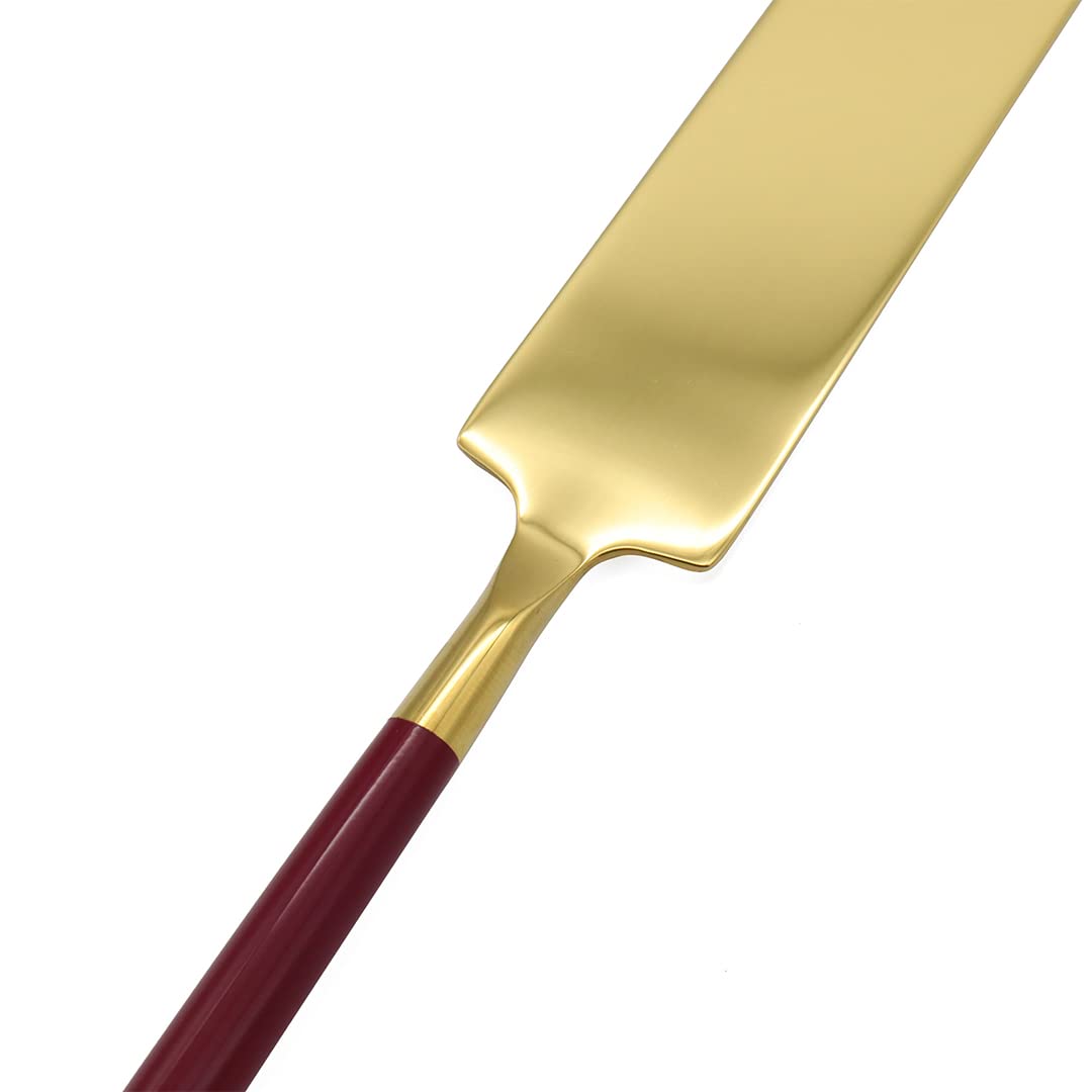 Koyal Wholesale Burgundy Wedding Cake Knife & Server Set - Modern Cake Cutting Utensils for Weddings, Quinceañeras & Special Events - Elegant Cake Decor for Wedding Tables & Celebration Dessert Service