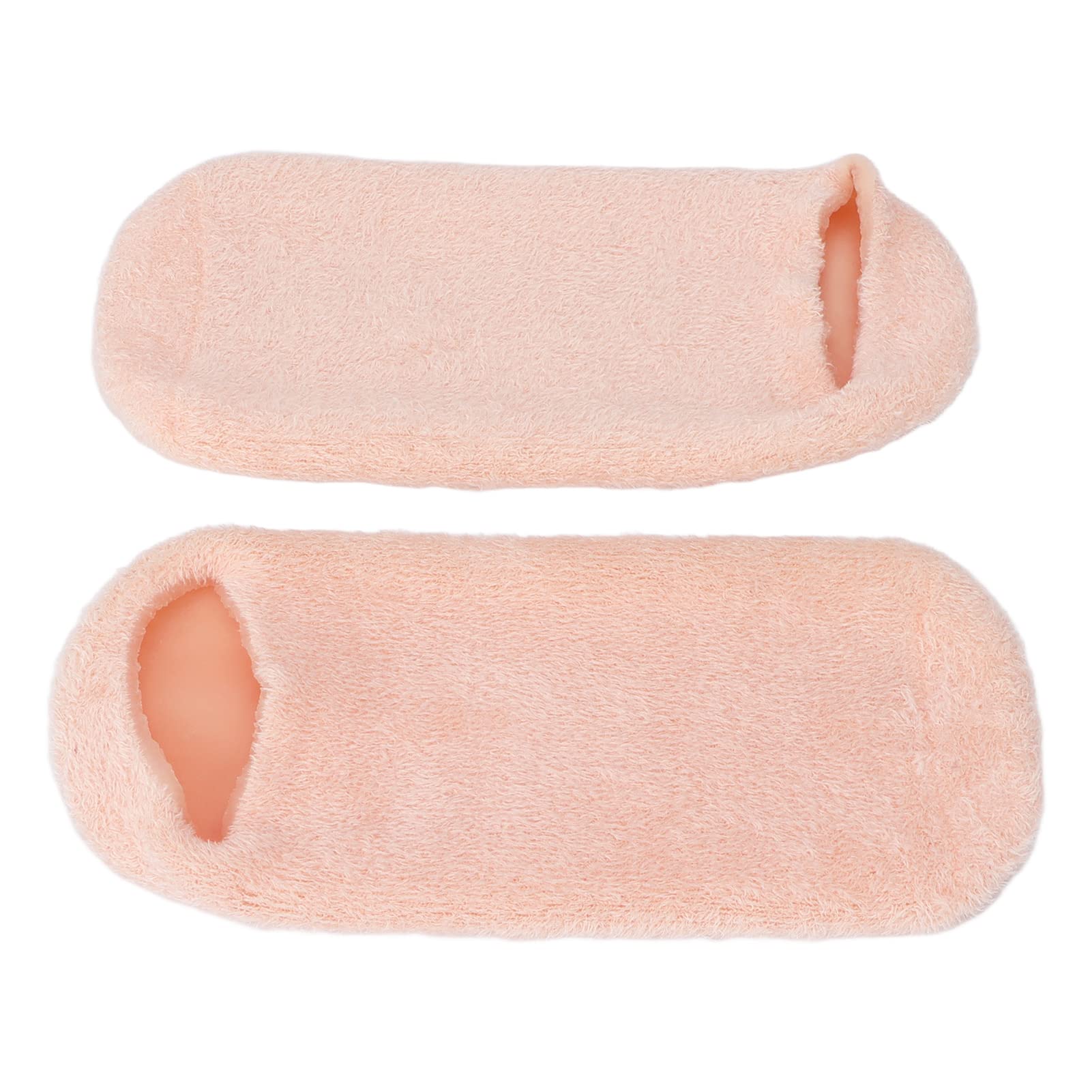 **Gel Socks for Cracked Heel Repair - Moisturizing Foot Care with Feather Yarn & Gel Lotion - 2 Colors (Orange) - Perfect for Dry Skin, Overnight Healing & Comfort**