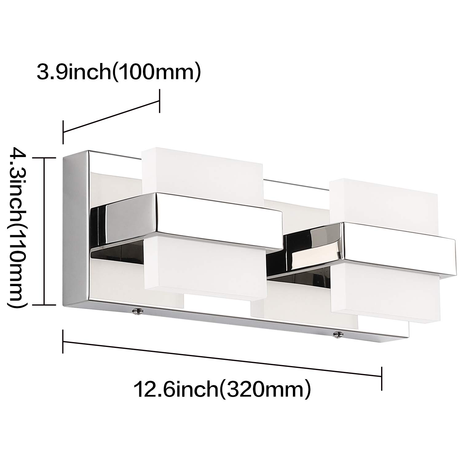 SOLFART 12.6 Inch Modern Chrome LED Vanity Light Fixture - Dimmable Bathroom Wall Light for Mirror, White Light - Perfect for Bathroom, Powder Room, and Dressing Room Lighting