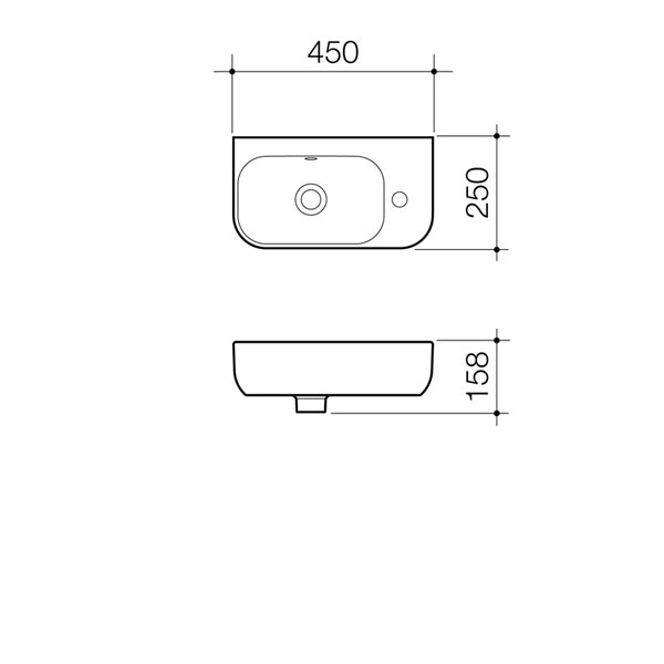 Caroma Luna 450mm Hand Wall Basin - Modern Bathroom Sink for Powder Rooms & Guest Baths