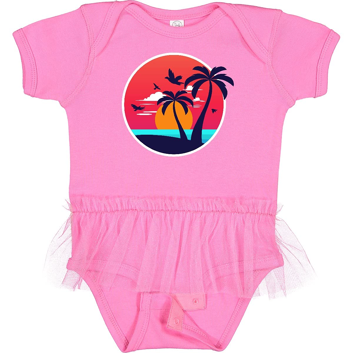 Inktastic Beach Sunset Infant Tutu Bodysuit - Cute Baby Girl Romper for Photoshoots, Birthday Parties & Beach Vacations