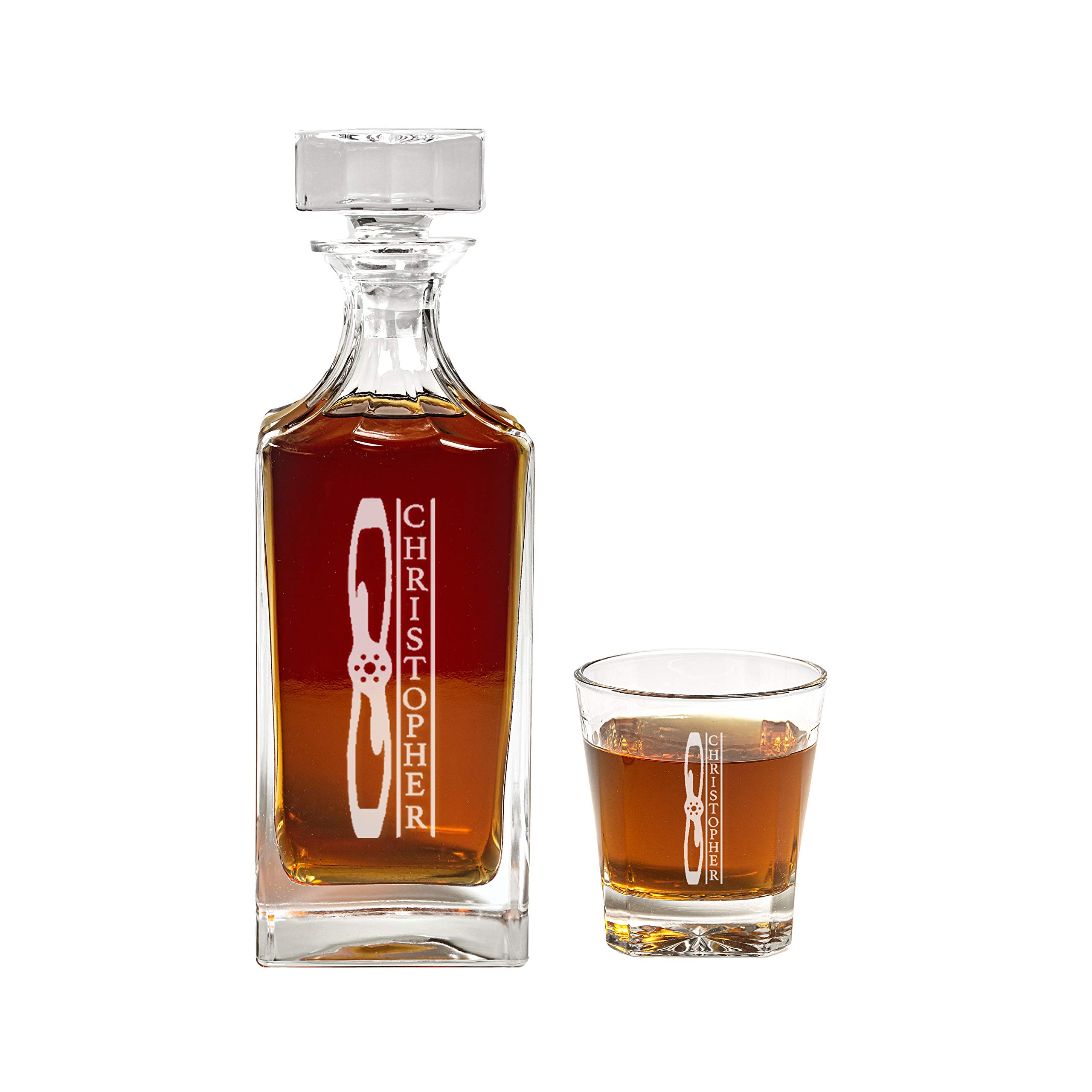 Custom Engraved Airplane Propeller Decanter Set - 900ml Whiskey Decanter with Personalized Pilot Gift Box - Perfect Retirement, Promotion & Aviation-Themed Gifts for Men & Women - Ideal for Home Bars, Office Decor & Aviation Enthusiasts