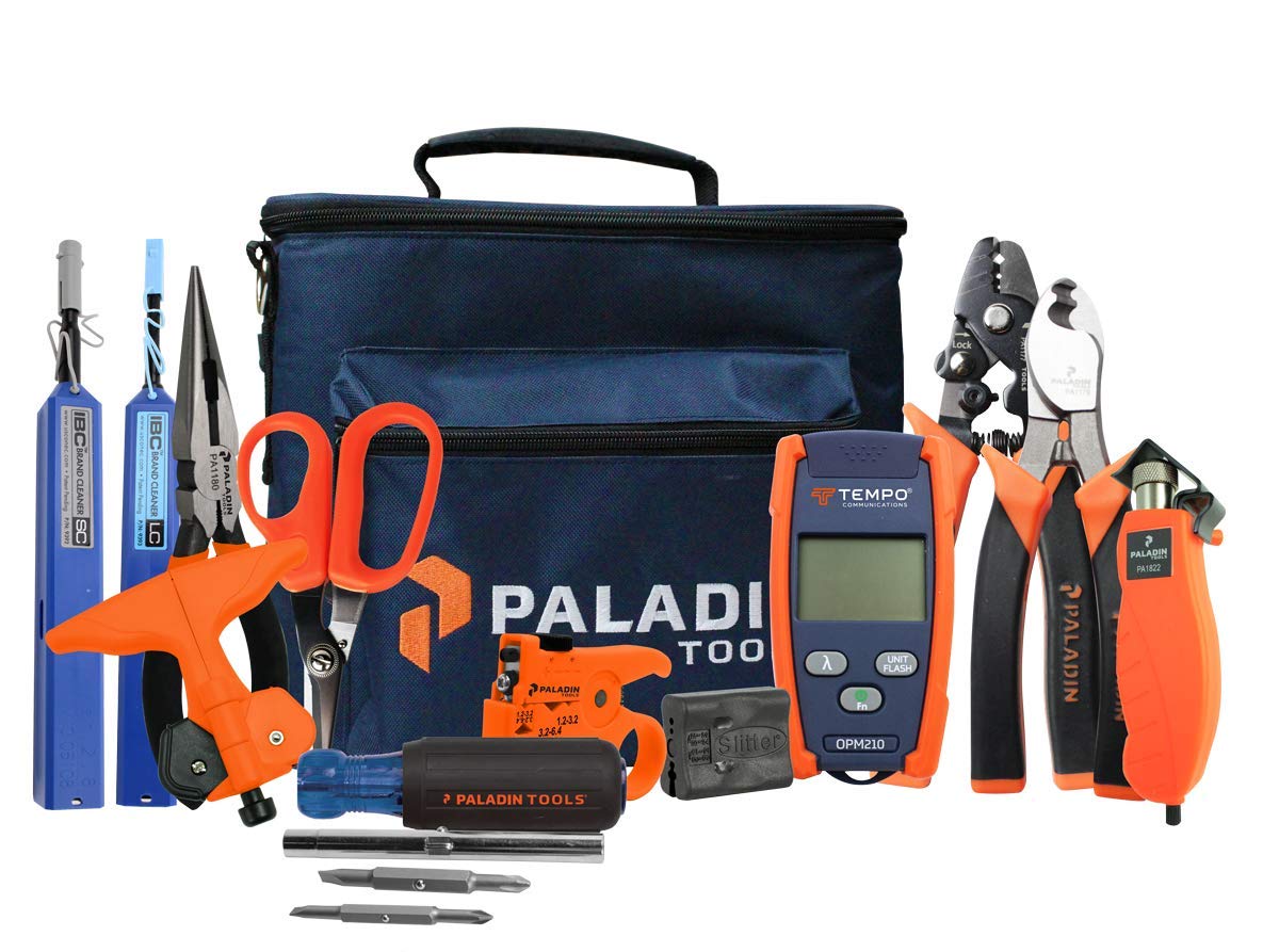 TEMPO FTK-PP Pro Plus Fiber Optic Tool Kit - Professional Fiber Optic Termination Set with Micro OPM & VFL | Complete Fiber Splicing & Testing Tools for Network Installations | Ideal for Telecom Engineers & Data Center Technicians