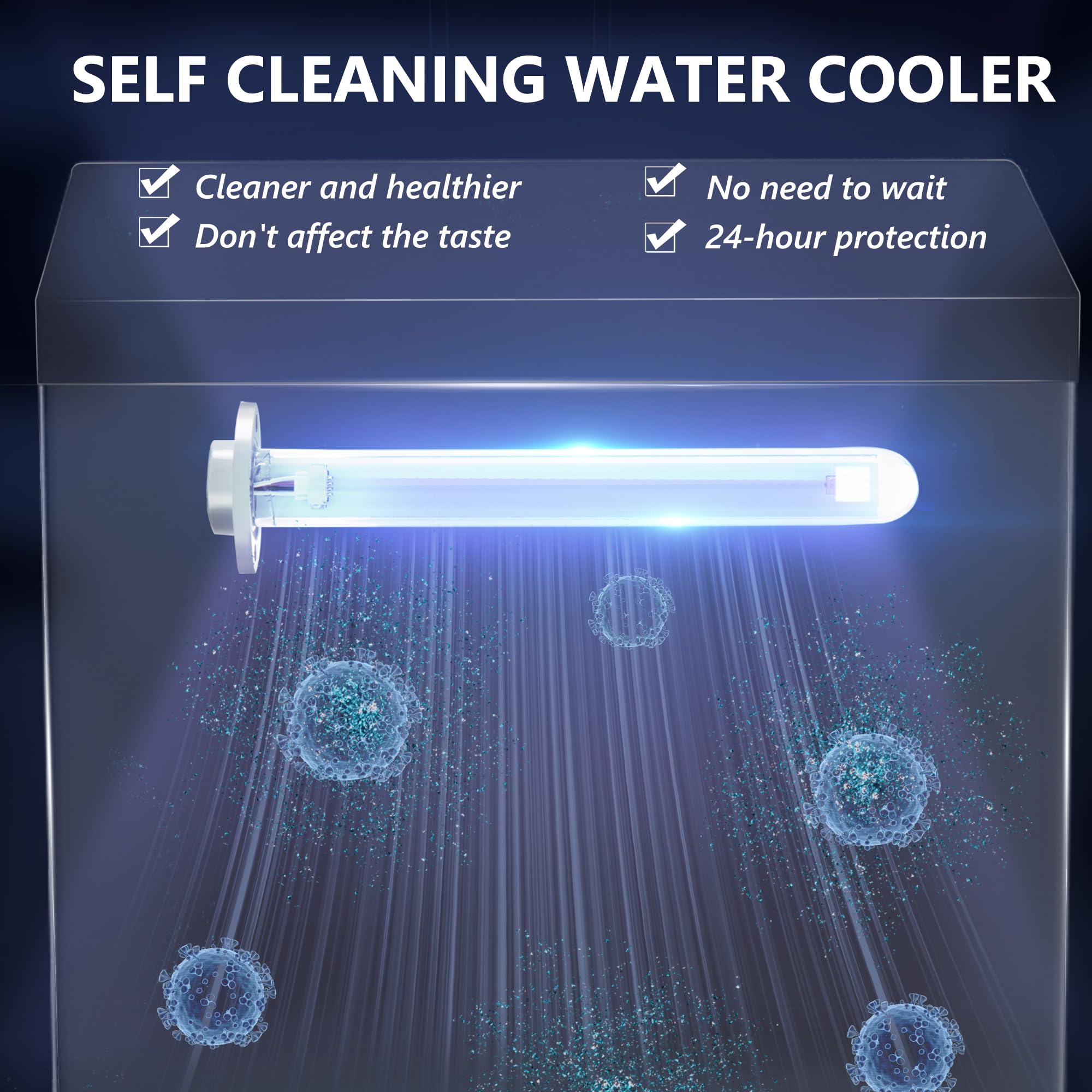 Self-Cleaning Bottom Loading Water Dispenser with UV Light - 3 Temperature Settings for 3/5 Gallon Bottles - Stainless Steel Home & Office Water Cooler - Perfect for Kitchen, Breakroom, or Conference Areas