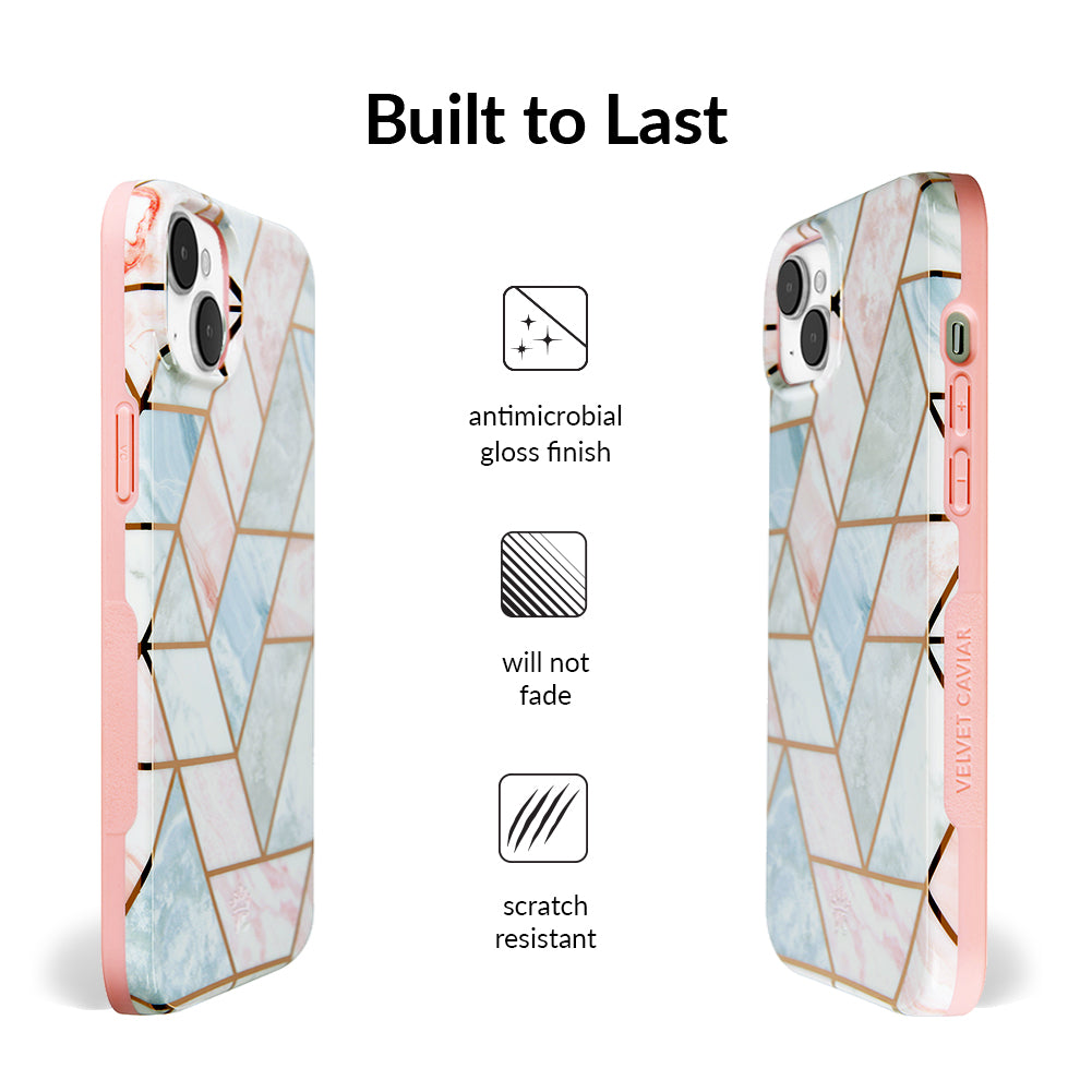 Stylish Geometric Marble iPhone Case - Trendy Protective Cover for iPhone 13/14/15 Pro Max - Perfect for Everyday Use, Travel & Fashion Accessories