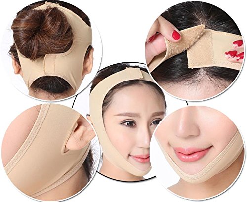 Alexvyan Beige Facial Slimming Mask for Double Chin - Breathable Face Lifting Belt, V-Shape Face Slimmer for Women, Anti-Wrinkle & Chin Reduction Strap (M-Size) - Perfect for Home Spa, Yoga & Relaxation