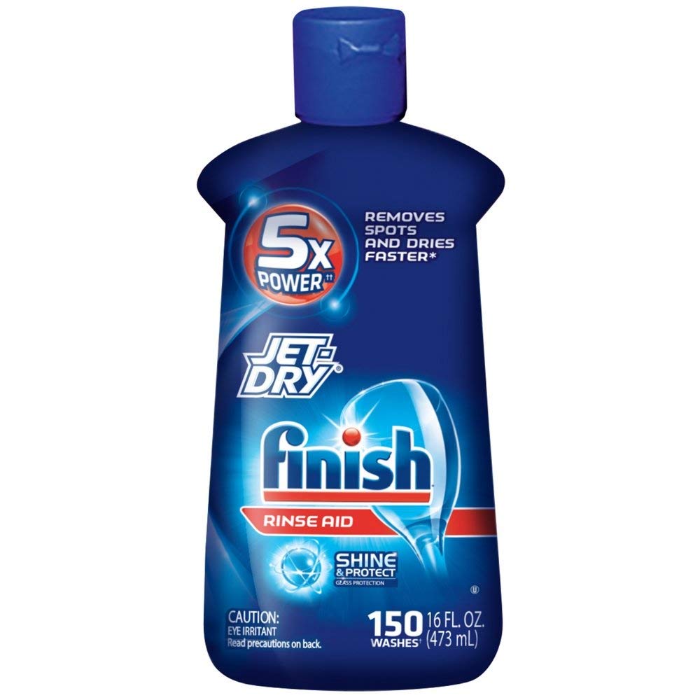 Finish Jet Dry Dishwasher Rinse Aid 16 oz (Pack of 18) - Prevents Spots & Film, Enhances Drying - Perfect for Hard Water Areas & Glassware Care