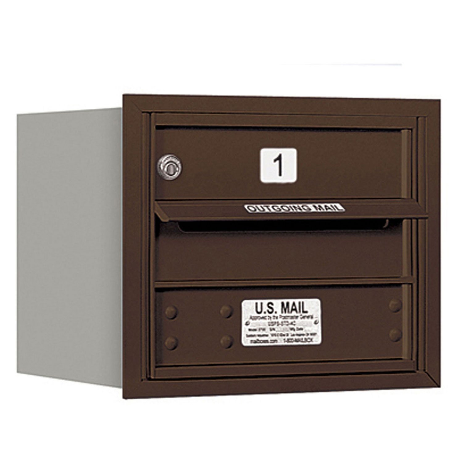 Salsbury Industries 3703S-01ZRU Recess Mounted 4C Horizontal Mailbox in Bronze - Wall Mounted Mailbox for Residential & Commercial Use, Perfect for Home, Office, and Apartment Buildings