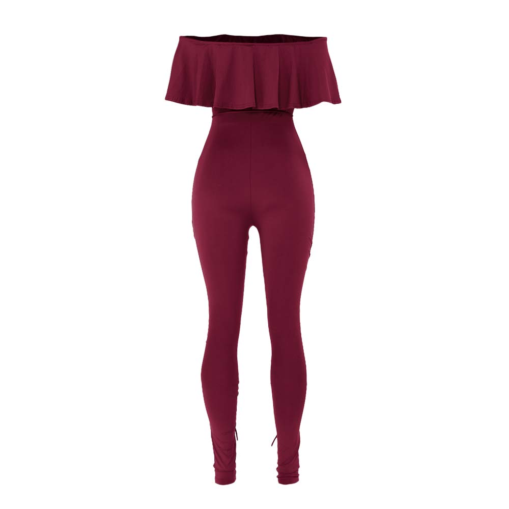 PRETTYGARDEN Women's Sexy Off Shoulder Bodycon Jumpsuit - Summer Ruffle Sleeve Hollow Out Romper for Club, Party & Date Night Outfits | Trendy Casual Dress
