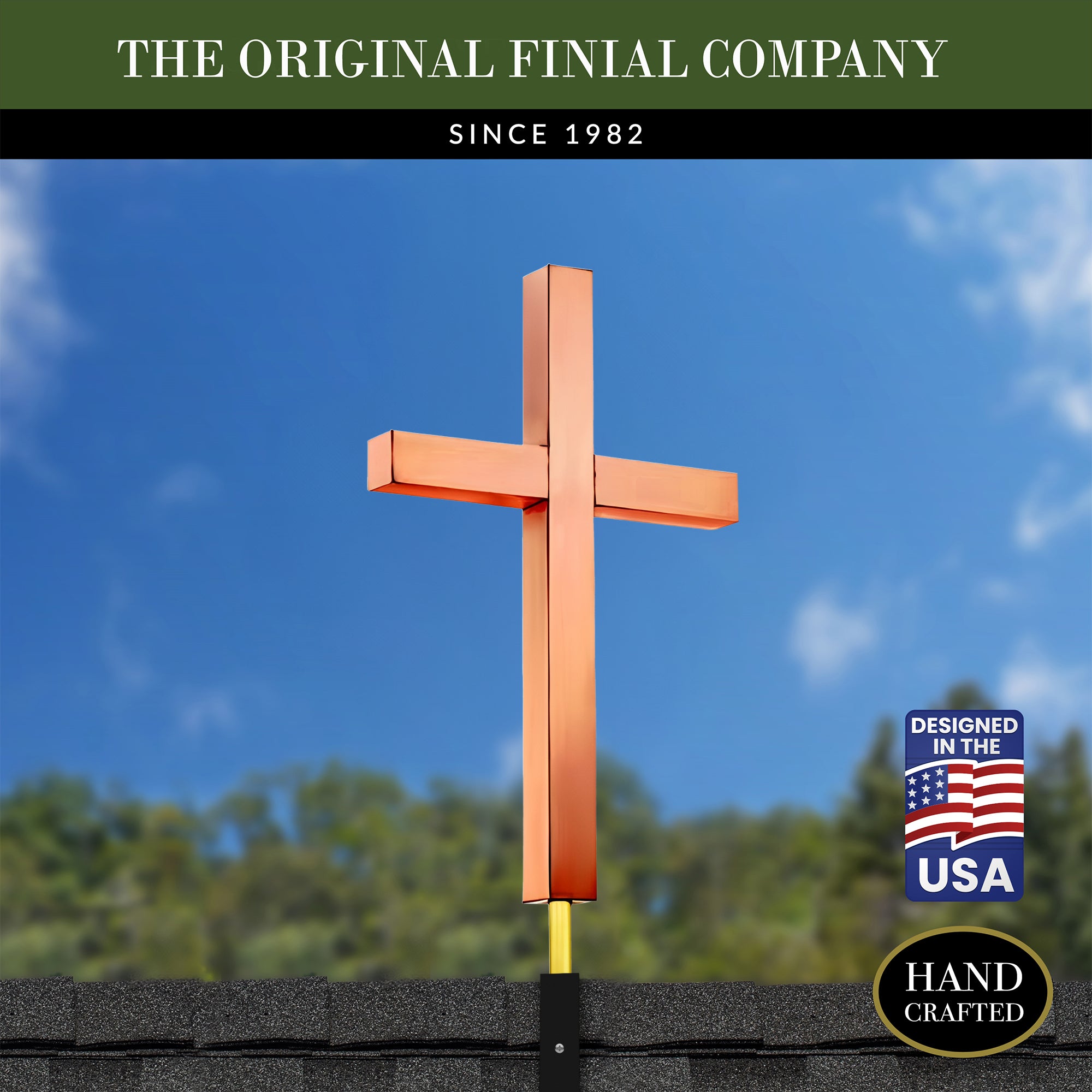 Good Directions Pure Copper Cross Finial - Elegant Outdoor & Indoor Decorative Accent for Fences, Gates, and Home Decor